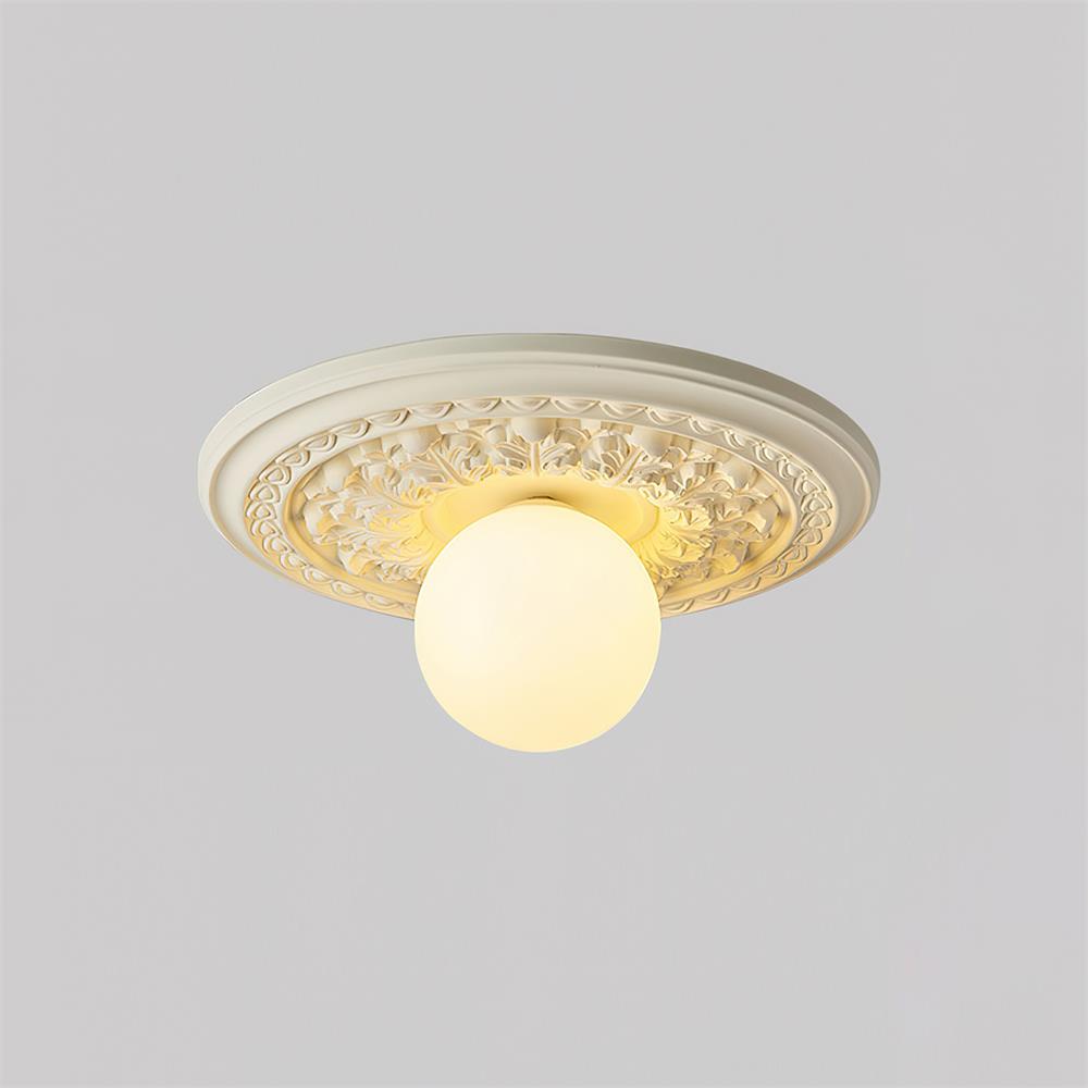 Ivorelle Vintage Carved Ceiling Light with Globe Shade - Letslighting