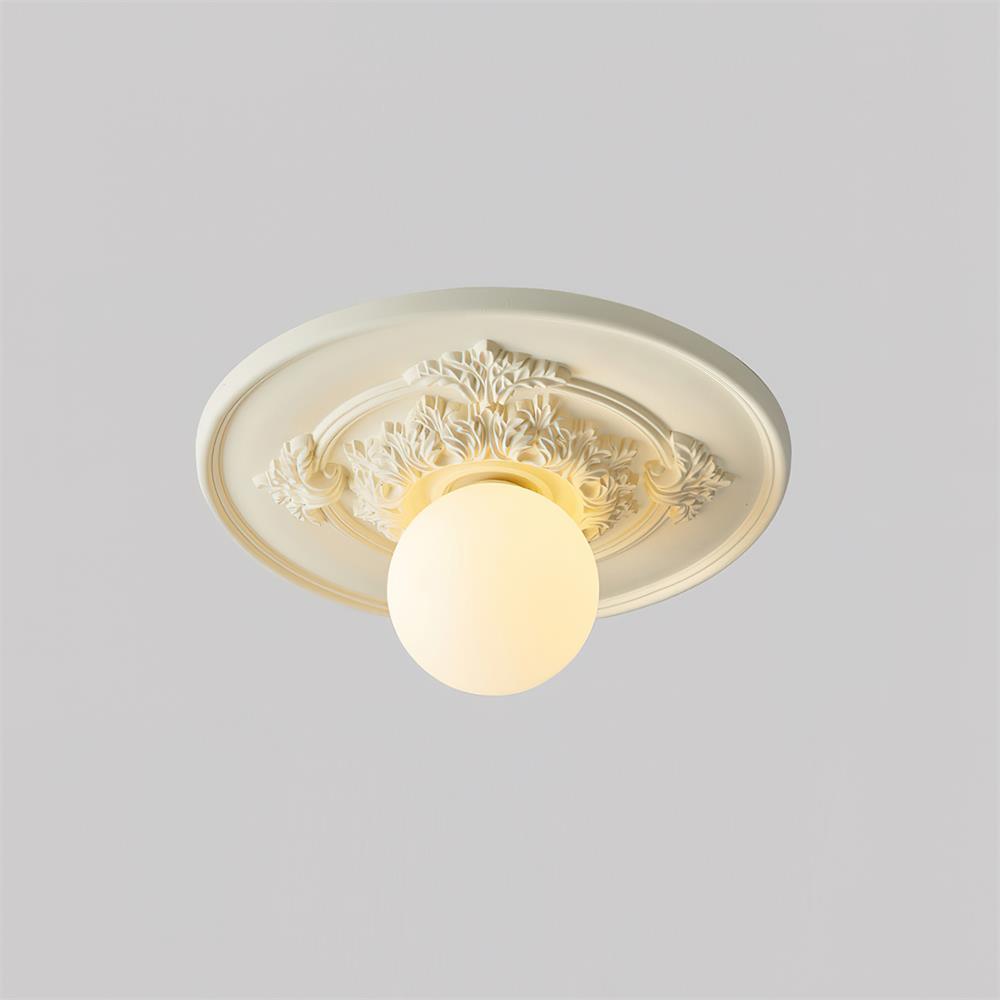 Ivorelle Vintage Carved Ceiling Light with Globe Shade - Letslighting
