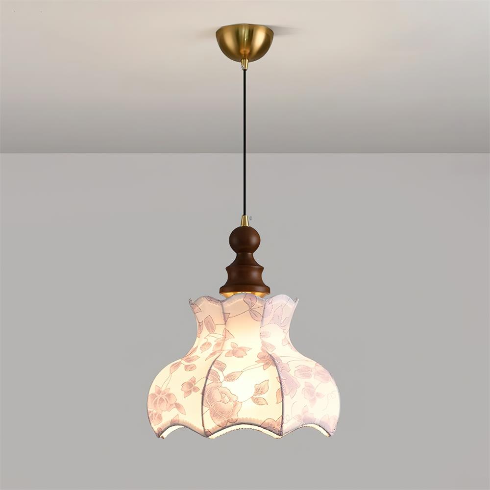 Lumain Suspension lumineuse et tissu en bois vintage à motif floral élégant - Neutralighting