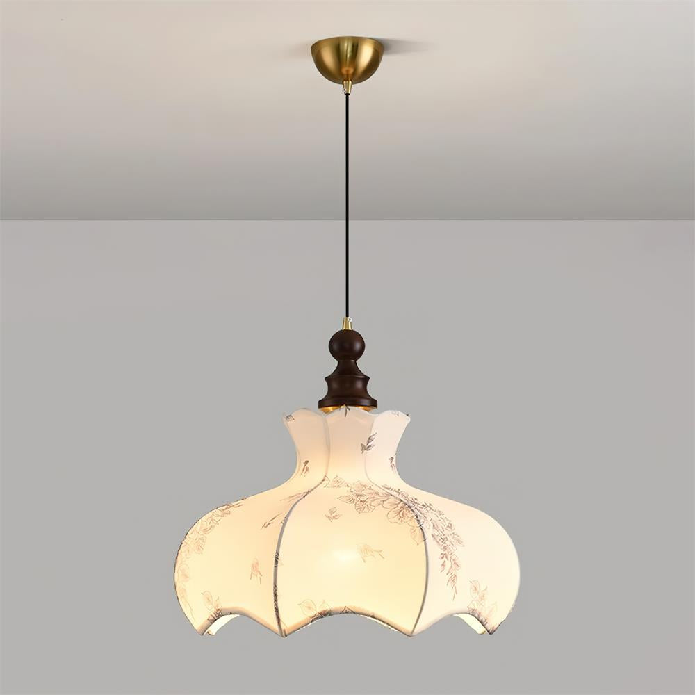 Lumain Suspension lumineuse et tissu en bois vintage à motif floral élégant - Neutralighting
