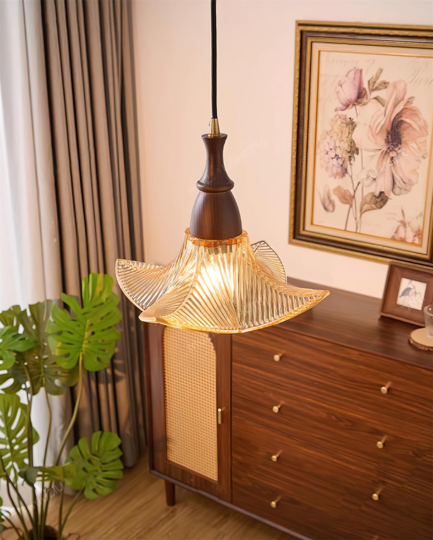 Lila Suspension Lampe en Verre Pliée Verte Vintage - Neutralighting