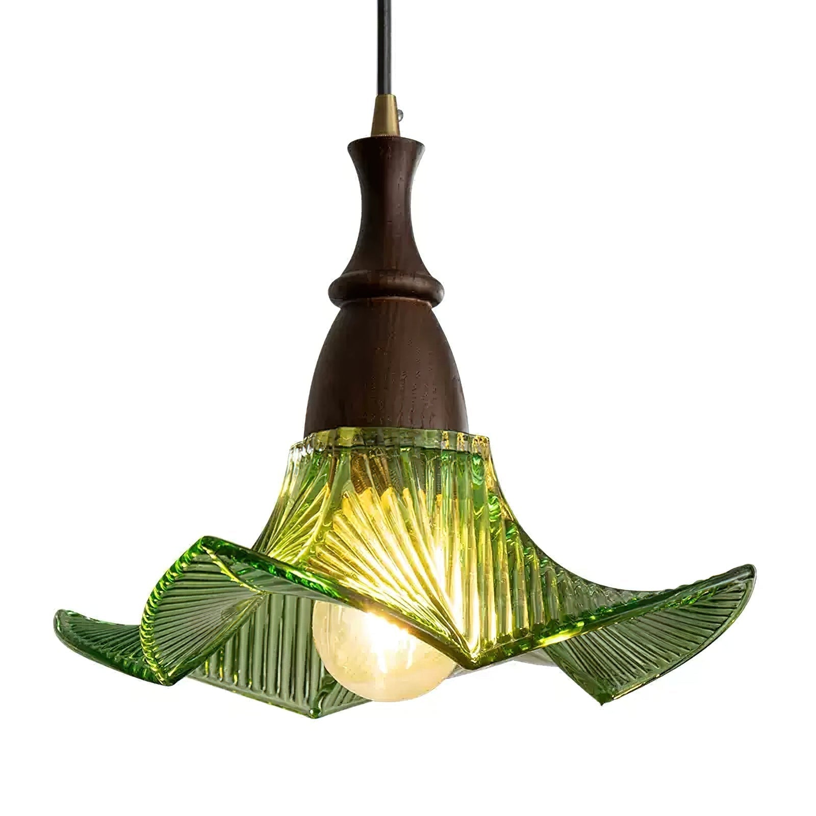 Lila Suspension Lampe en Verre Pliée Verte Vintage - Neutralighting