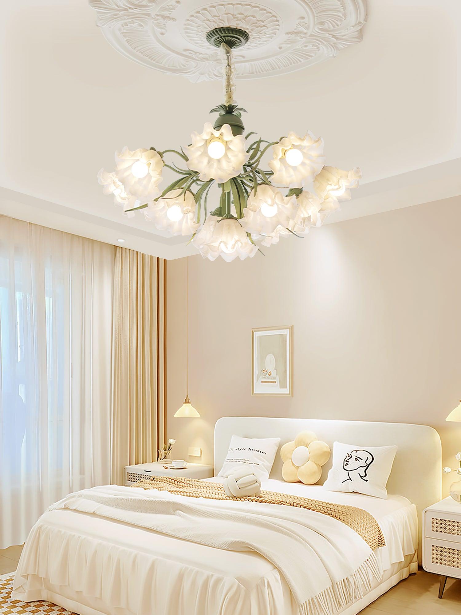 Lustra Chandelier Fleur avec Pétales et Feuilles - Neutralighting
