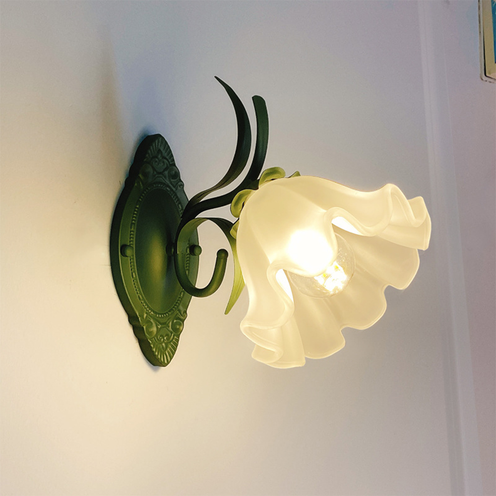 Arisha Fleur Métal Verre Intérieur Applique Murale Chambre à Coucher Salon