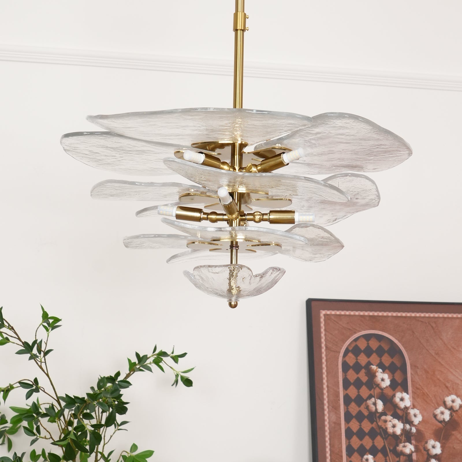Lotus Lustre Contemporain en Verre à Feuilles Superposées - Neutralighting