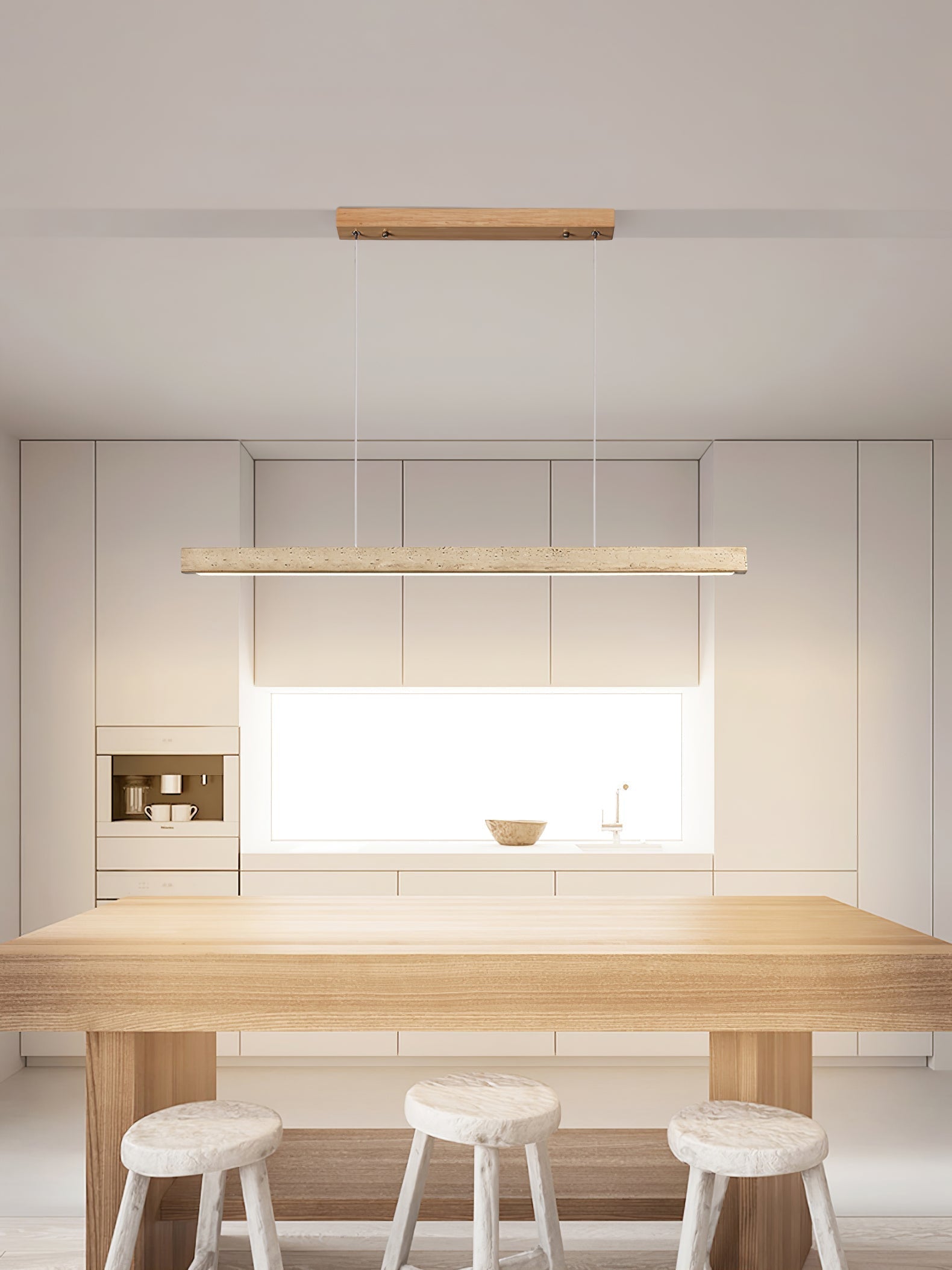 Imiror Minimaliste Travertin Linéaire Pendentif - Neutralighting