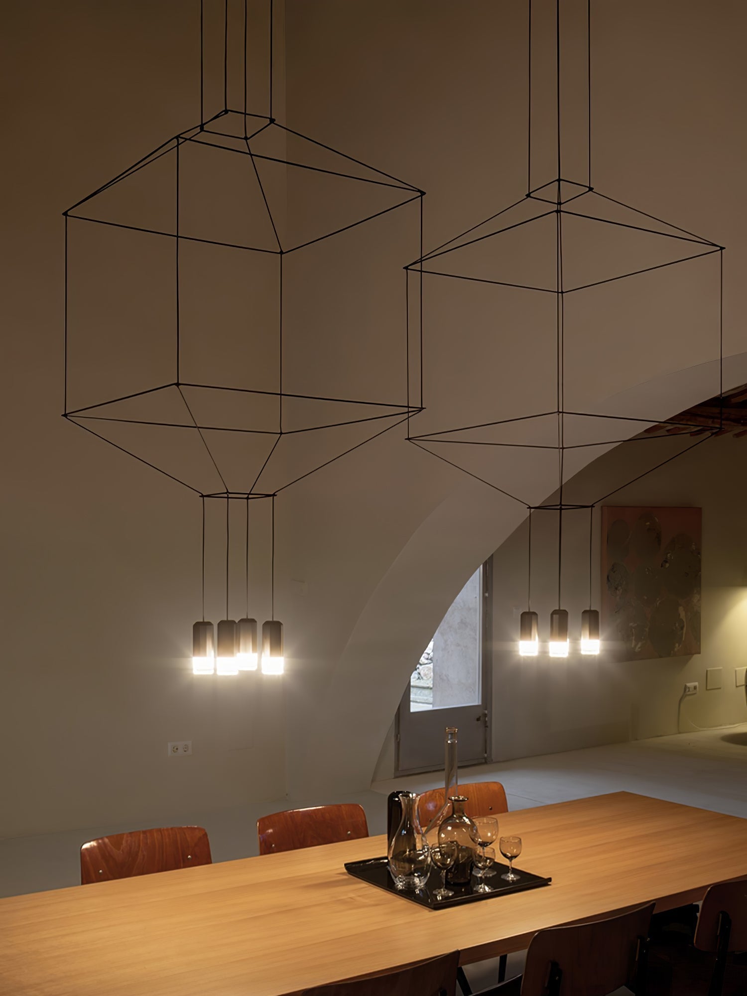 Lustra Chandelier Lignes Noir Structure Métallique LED - Neutralighting