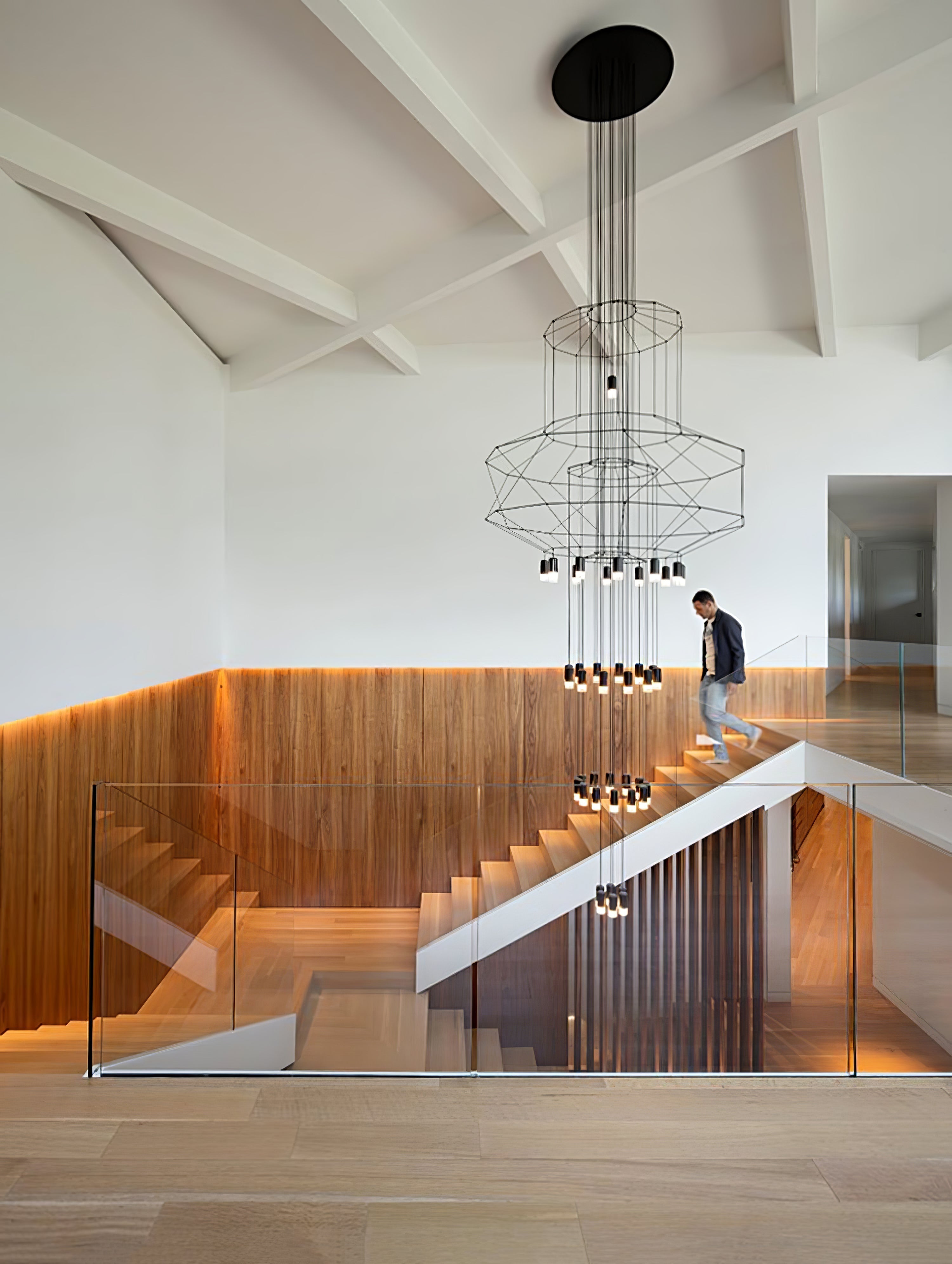 Lustra Chandelier Lignes Noir Structure Métallique LED - Neutralighting