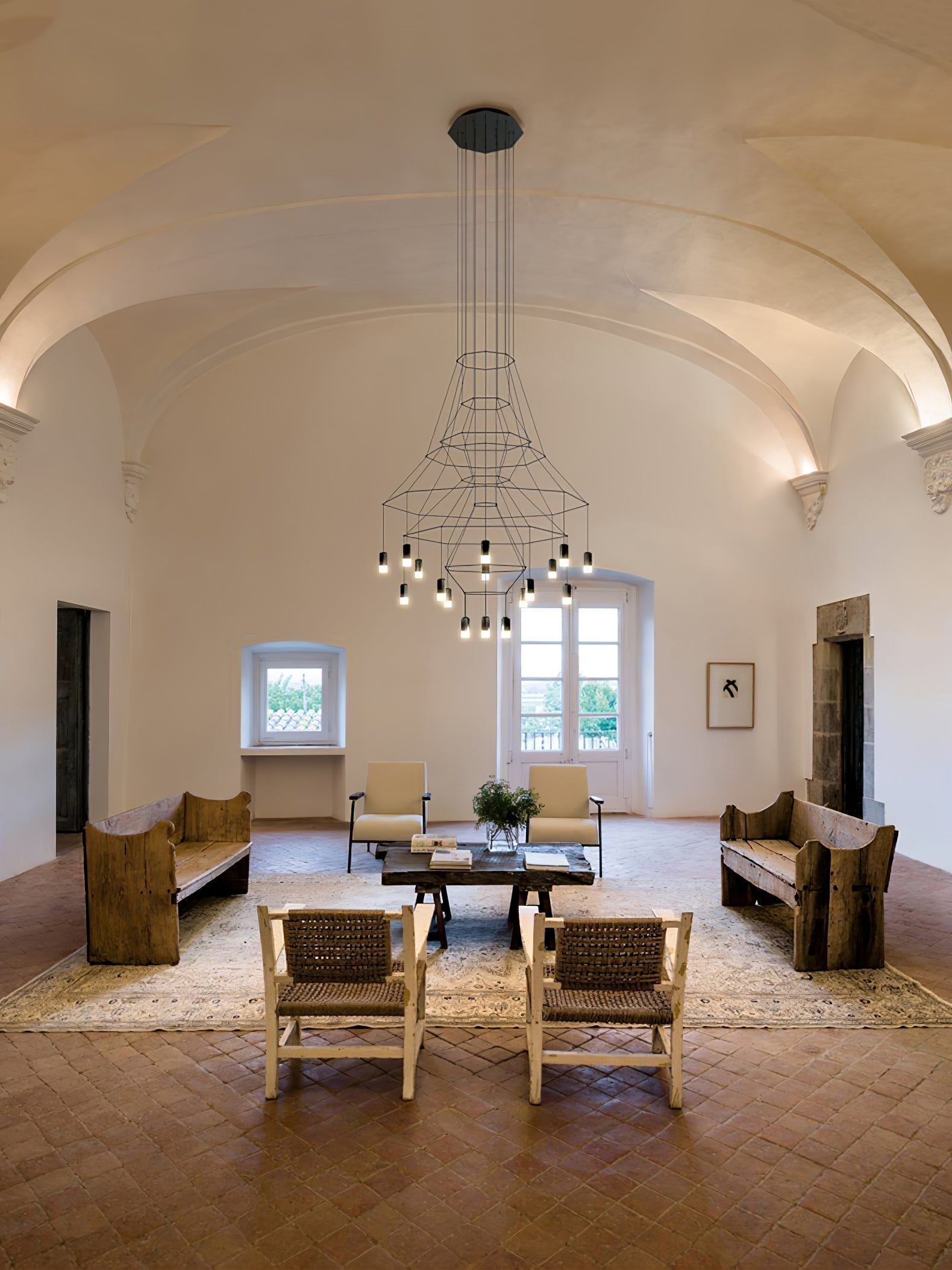 Lustra Chandelier Lignes Noir Structure Métallique LED - Neutralighting