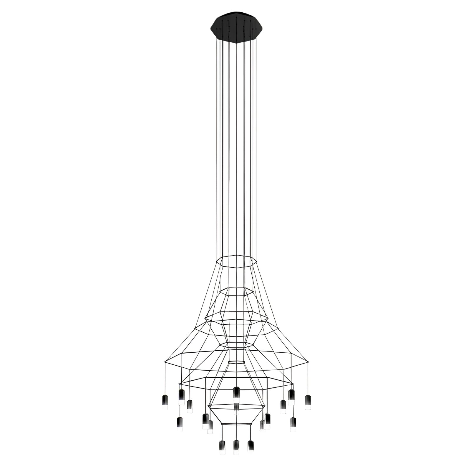 Lustra Chandelier Lignes Noir Structure Métallique LED - Neutralighting