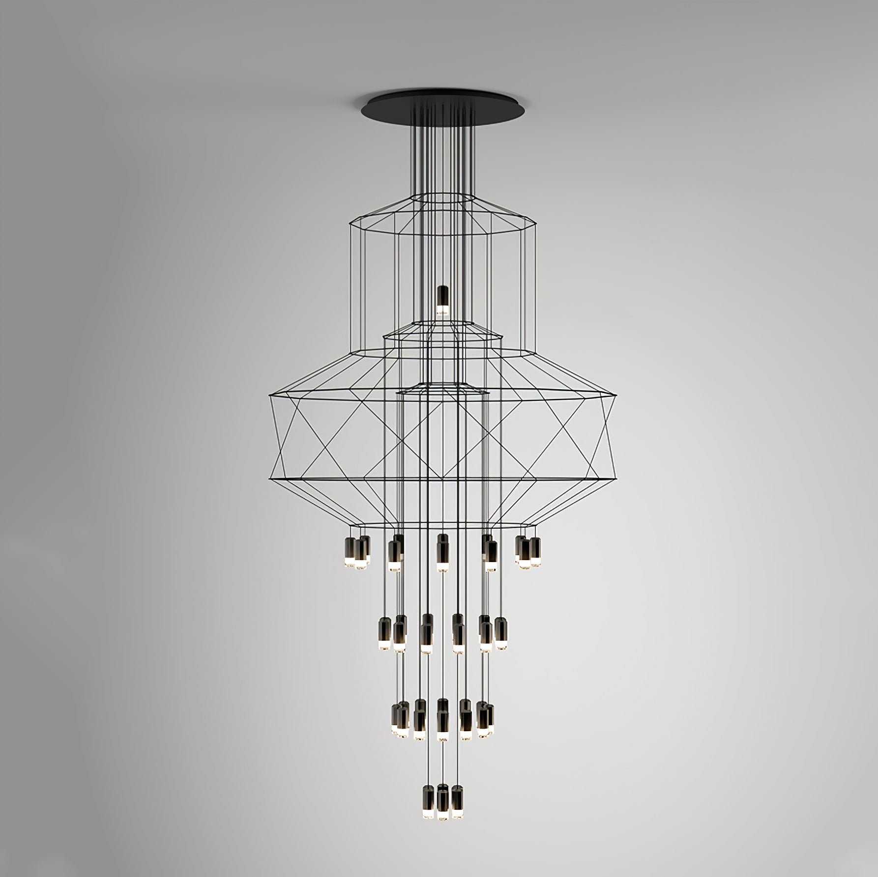 Lustra Chandelier Lignes Noir Structure Métallique LED - Neutralighting