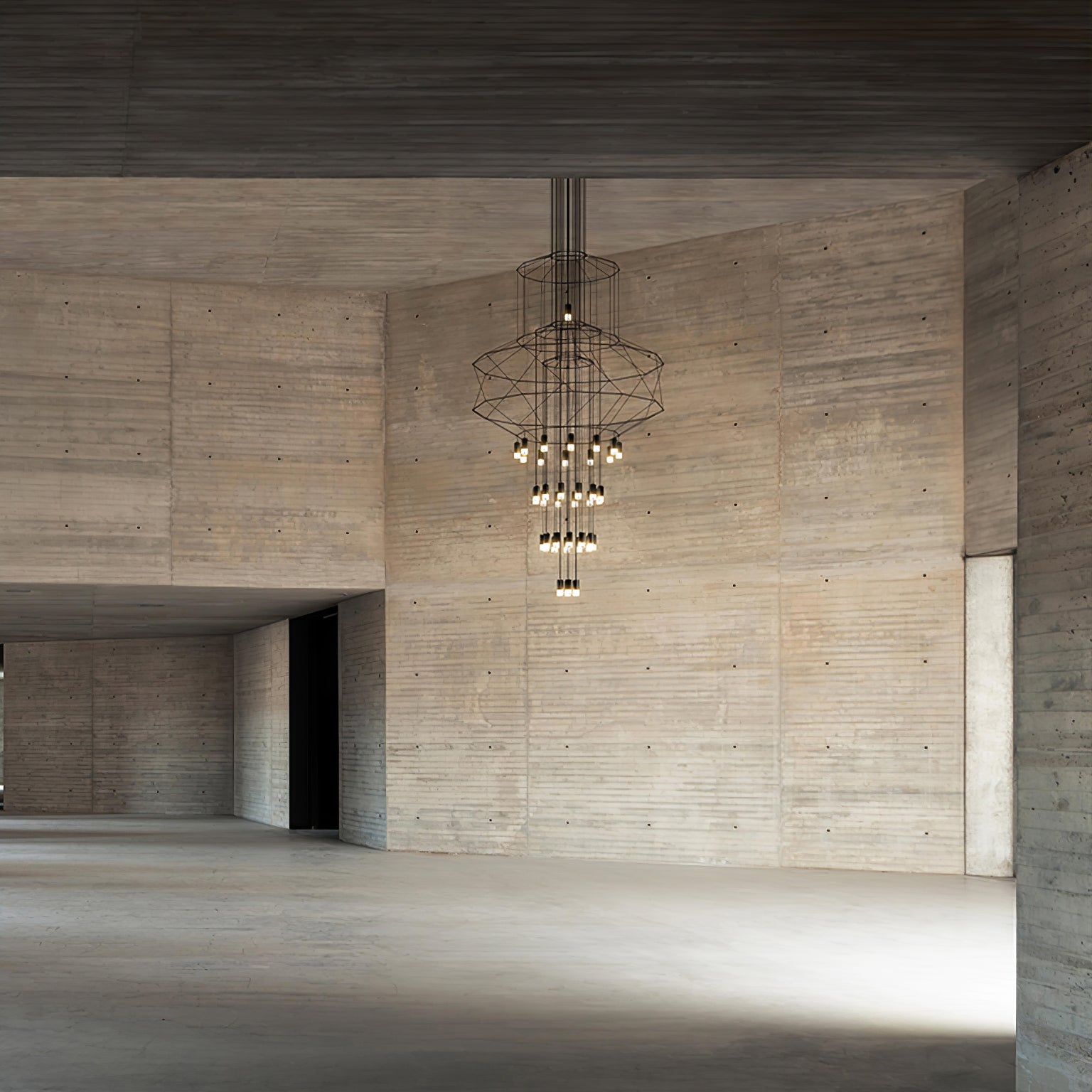 Lustra Chandelier Lignes Noir Structure Métallique LED - Neutralighting