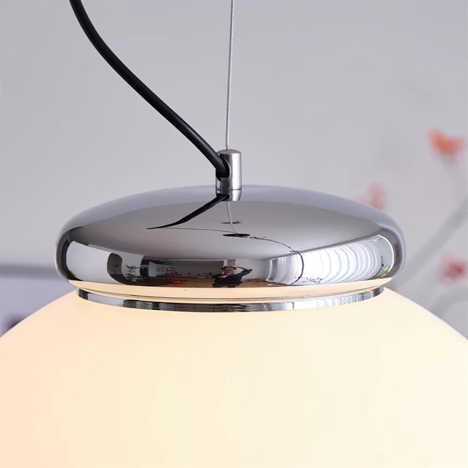 Lita Suspension Lampe Dôme en Verre Bordure Chrome - Neutralighting
