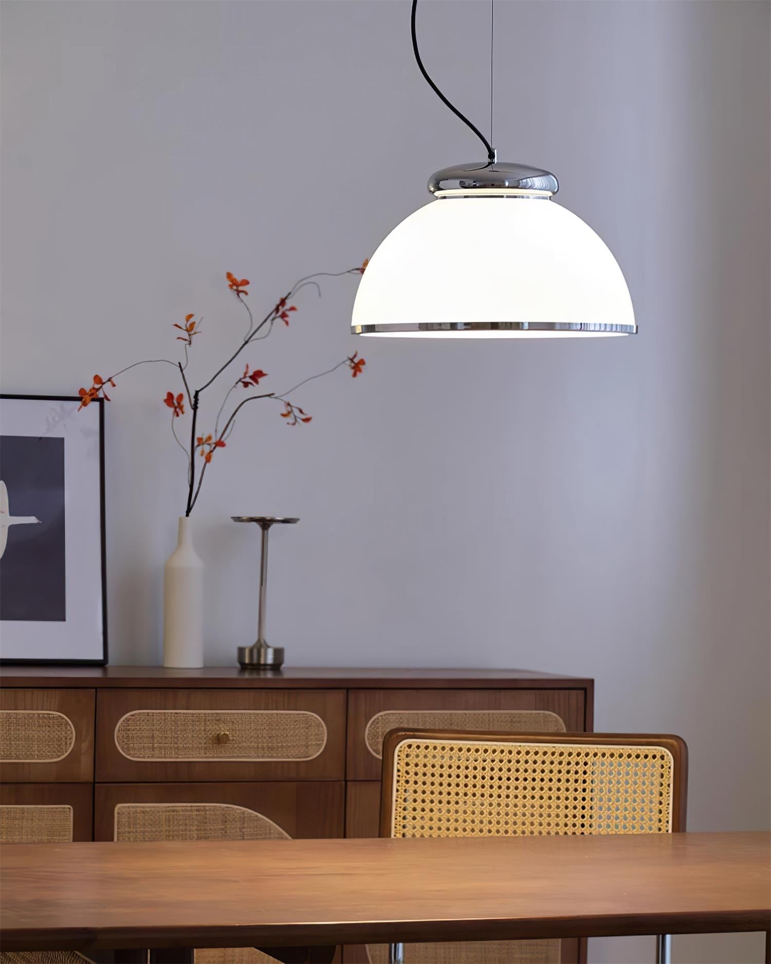 Lita Suspension Lampe Dôme en Verre Bordure Chrome - Neutralighting