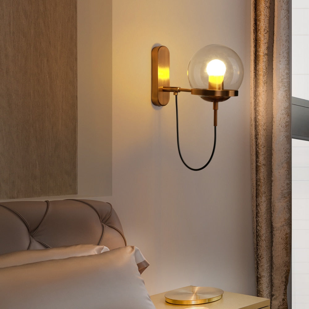 Silva Applique Murale à Ampoule LED Globe Rétro, Métal, Noir/Bronze, Salon - Neutralighting