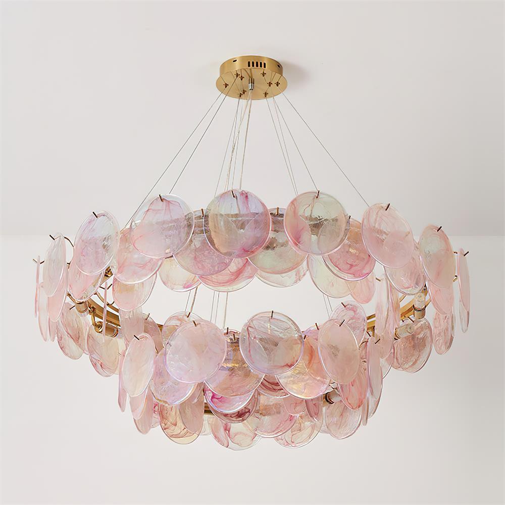 Loire Lustre Halo en Disques en Verre Rose Iridescent - Neutralighting