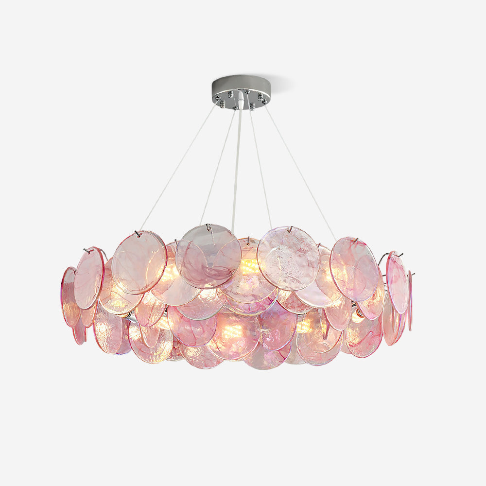 Loire Lustre Halo en Disques en Verre Rose Iridescent - Neutralighting