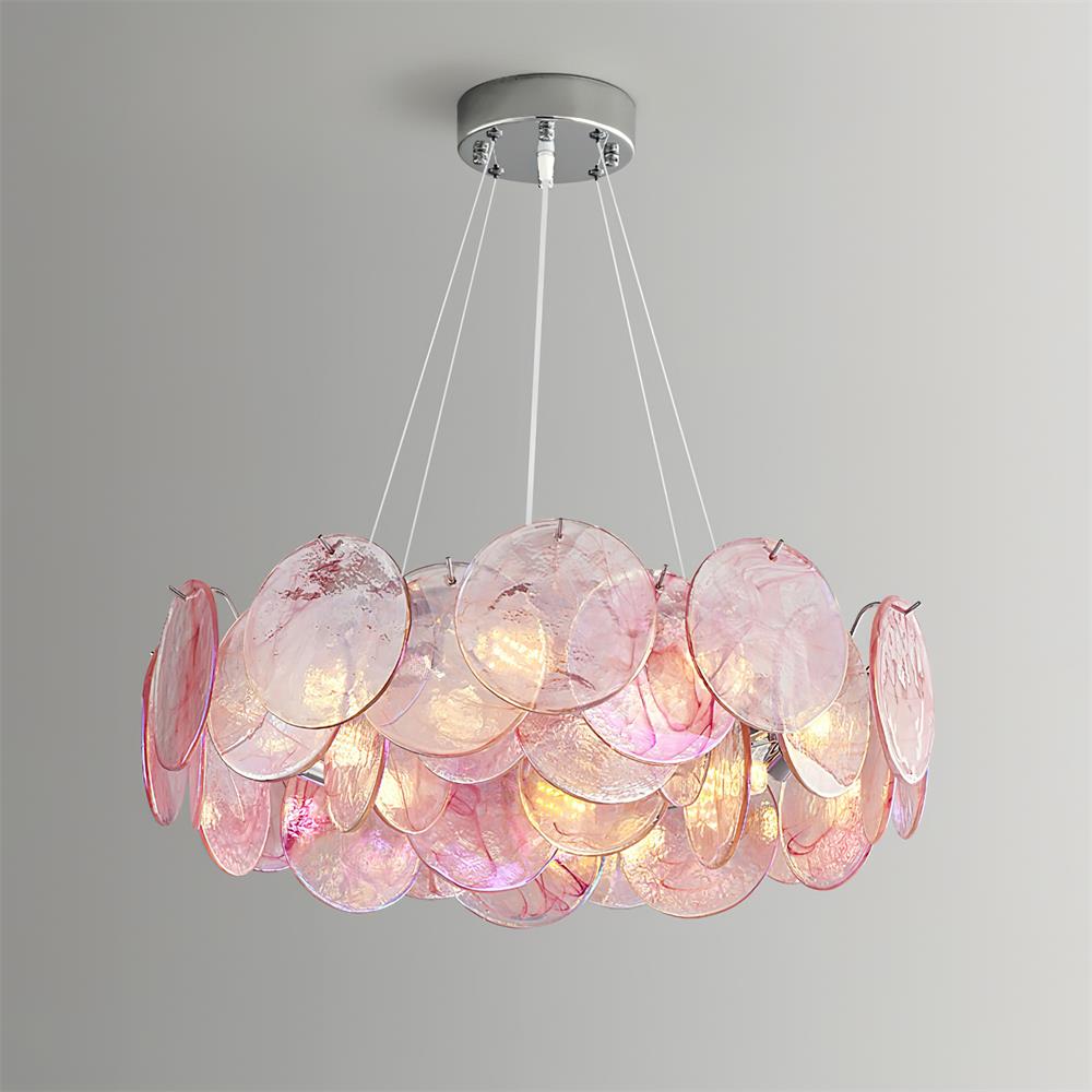Loire Lustre Halo en Disques en Verre Rose Iridescent - Neutralighting