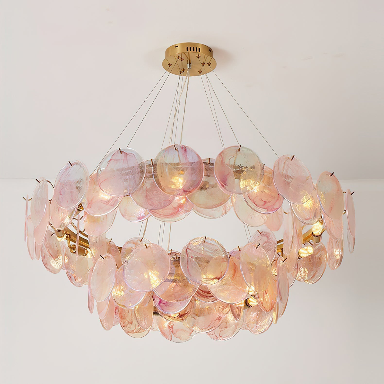 Loire Lustre Halo en Disques en Verre Rose Iridescent - Neutralighting