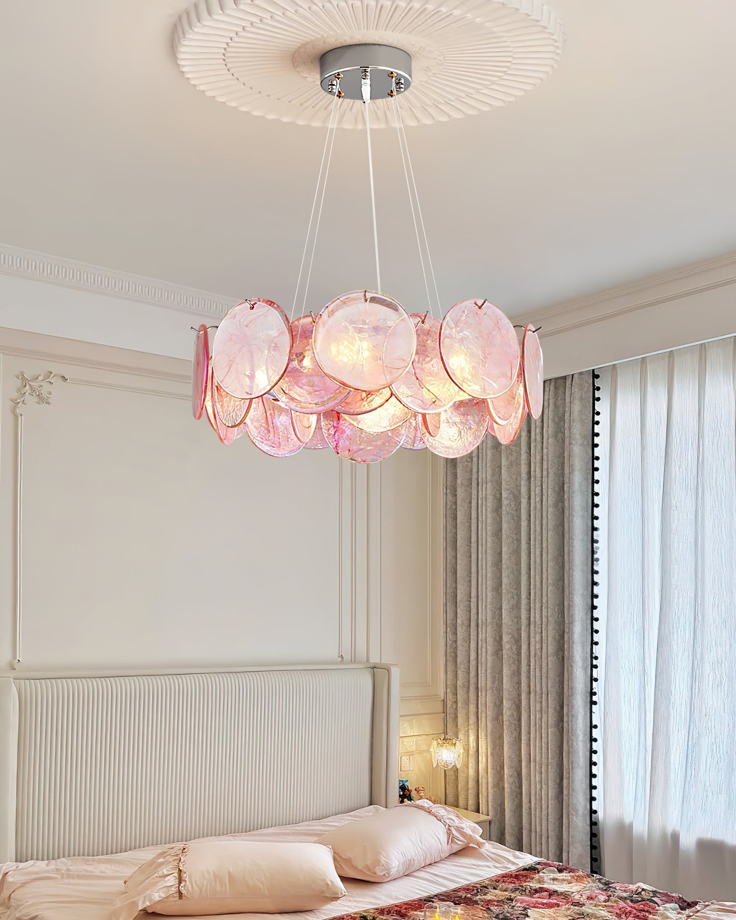 Loire Lustre Halo en Disques en Verre Rose Iridescent - Neutralighting