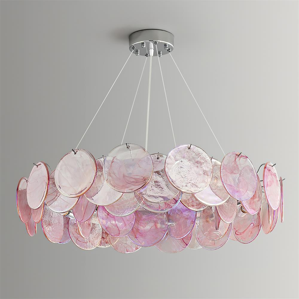 Loire Lustre Halo en Disques en Verre Rose Iridescent - Neutralighting