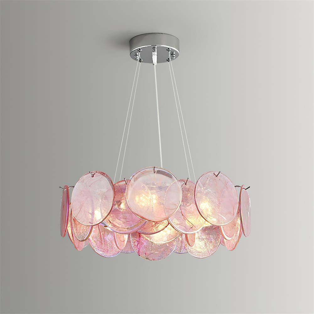 Loire Lustre Halo en Disques en Verre Rose Iridescent - Neutralighting