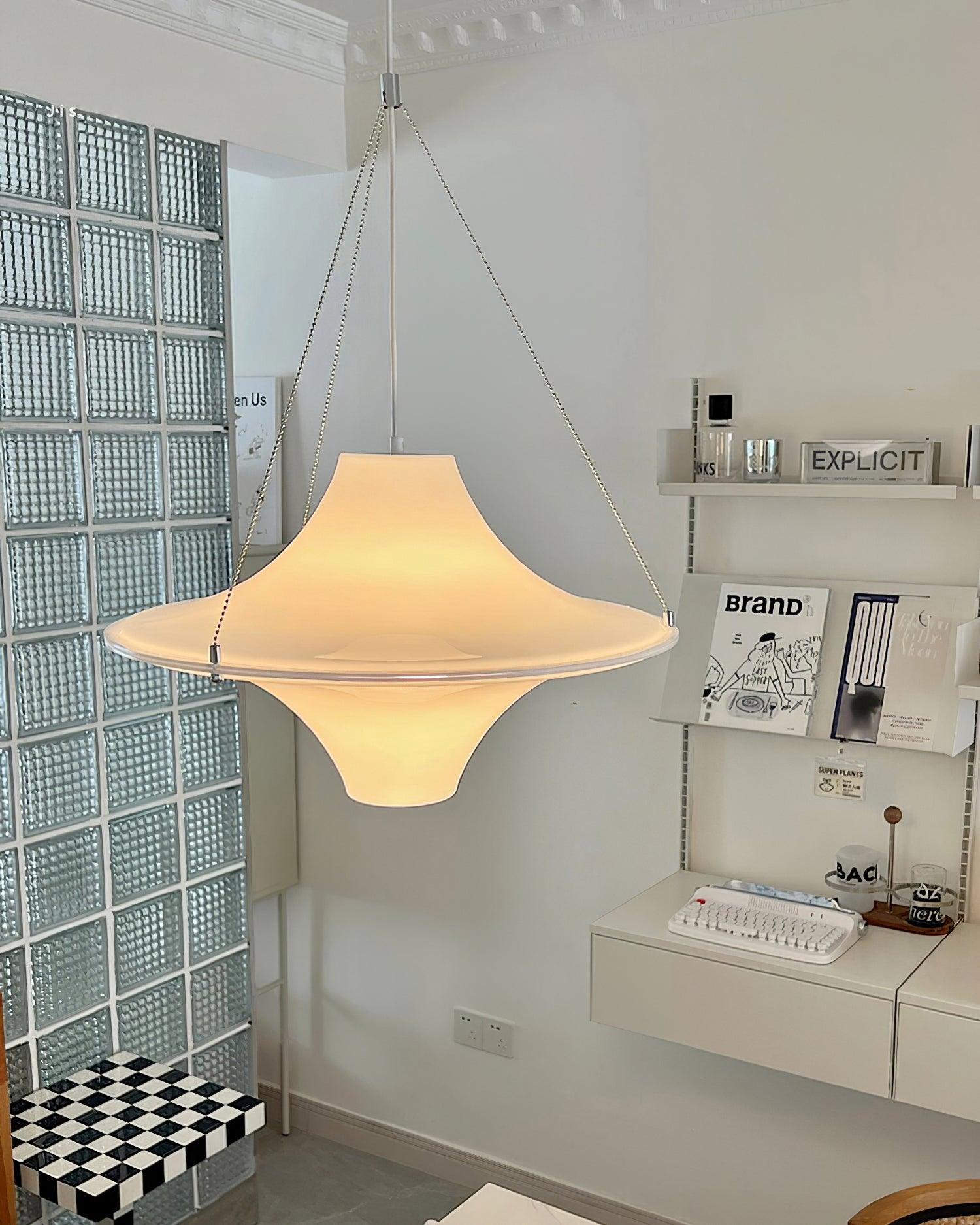 Solara Lampe suspendue en acrylique en forme d'OVNI pour salon contemporain - Neutralighting