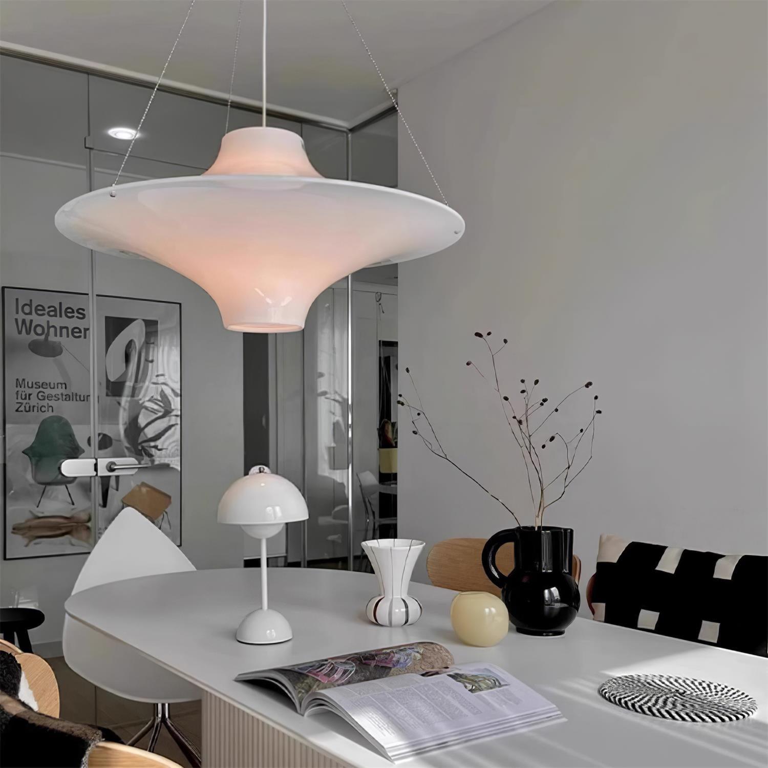 Solara Lampe suspendue en acrylique en forme d'OVNI pour salon contemporain - Neutralighting