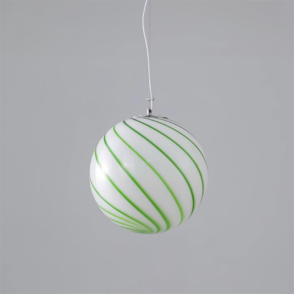 Zepin Suspension lumineuse en verre avec rayures vertes tourbillonnantes - Neutralighting