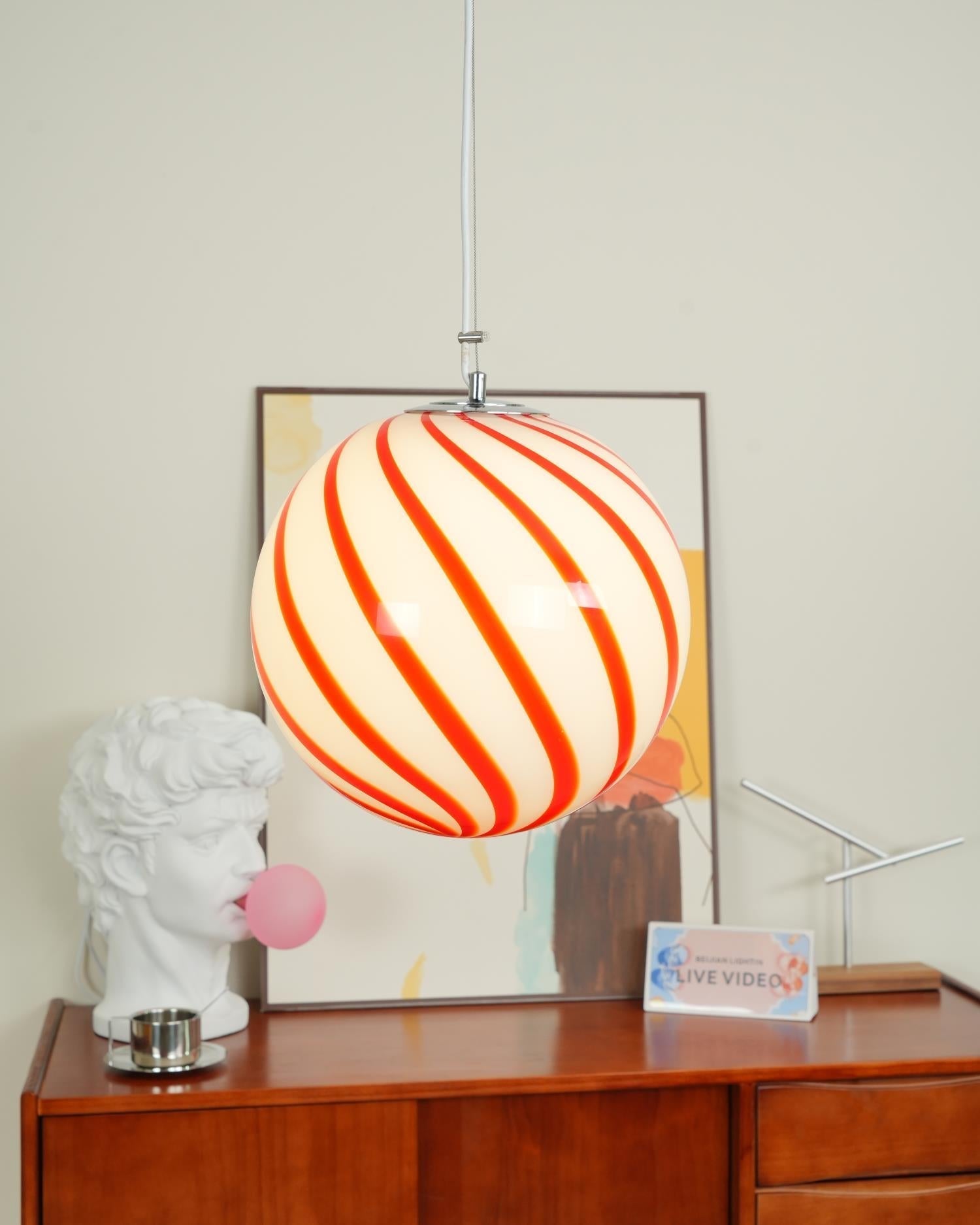Zepin Suspension lumineuse en verre avec rayures vertes tourbillonnantes - Neutralighting