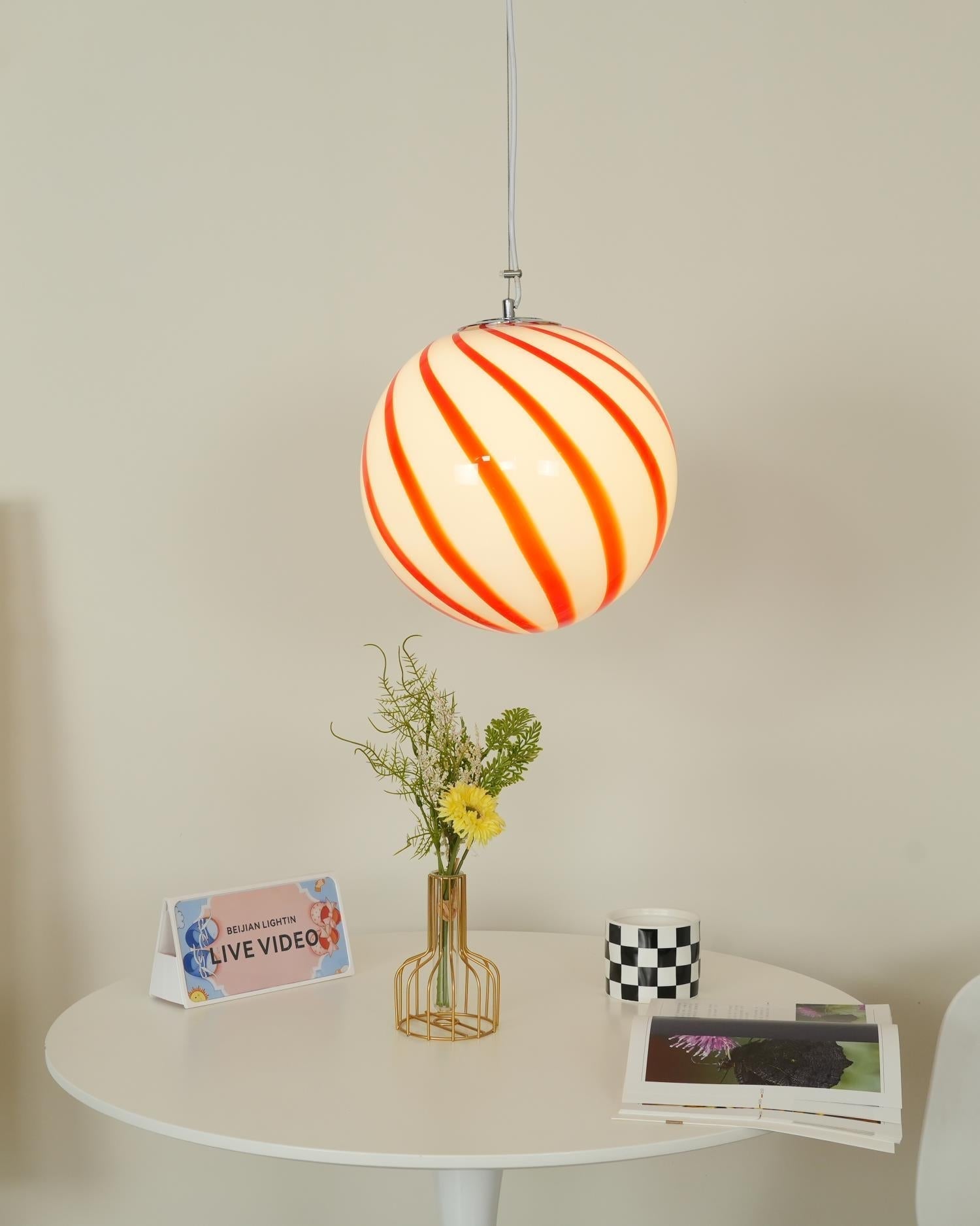 Zepin Suspension lumineuse en verre avec rayures vertes tourbillonnantes - Neutralighting