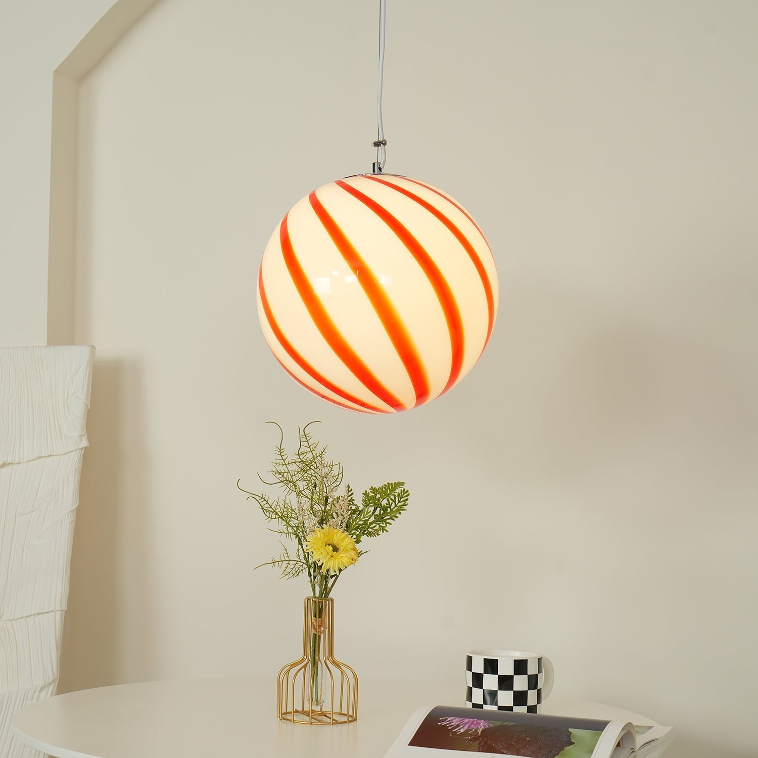 Zepin Suspension lumineuse en verre avec rayures vertes tourbillonnantes - Neutralighting