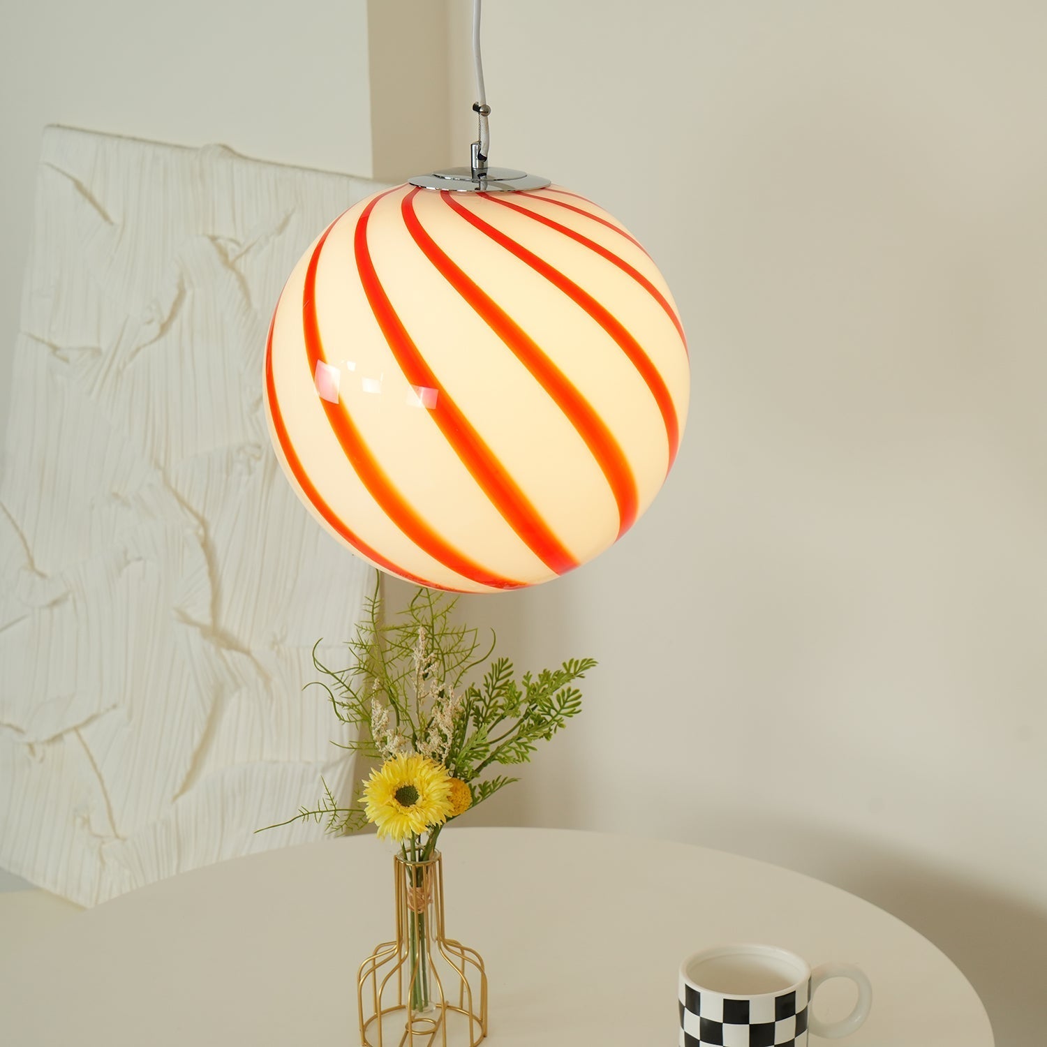 Zepin Suspension lumineuse en verre avec rayures vertes tourbillonnantes - Neutralighting