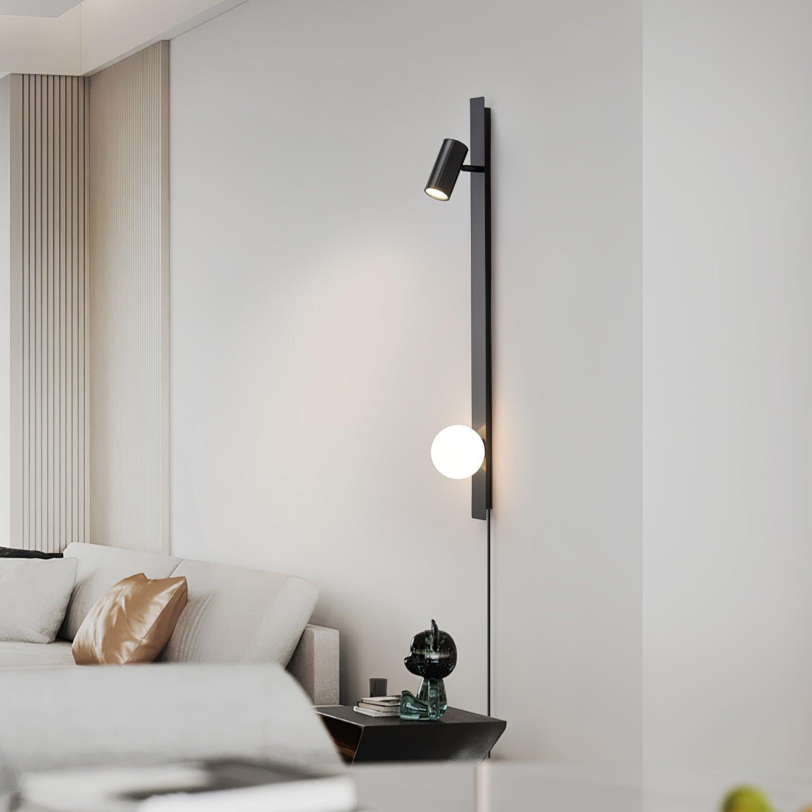 Evlaeiel Long Arm Plug-in Brass Glass Wall Light - Neutralighting