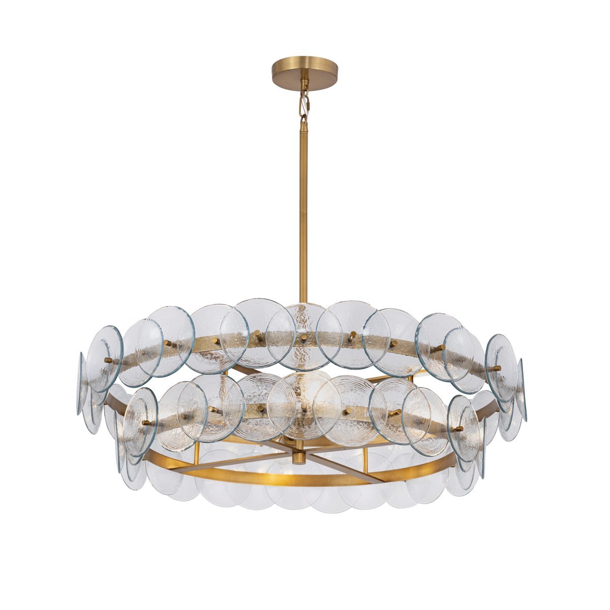 Aurora Chandelier Disque Rond en Verre Pressé Ambre - Neutralighting