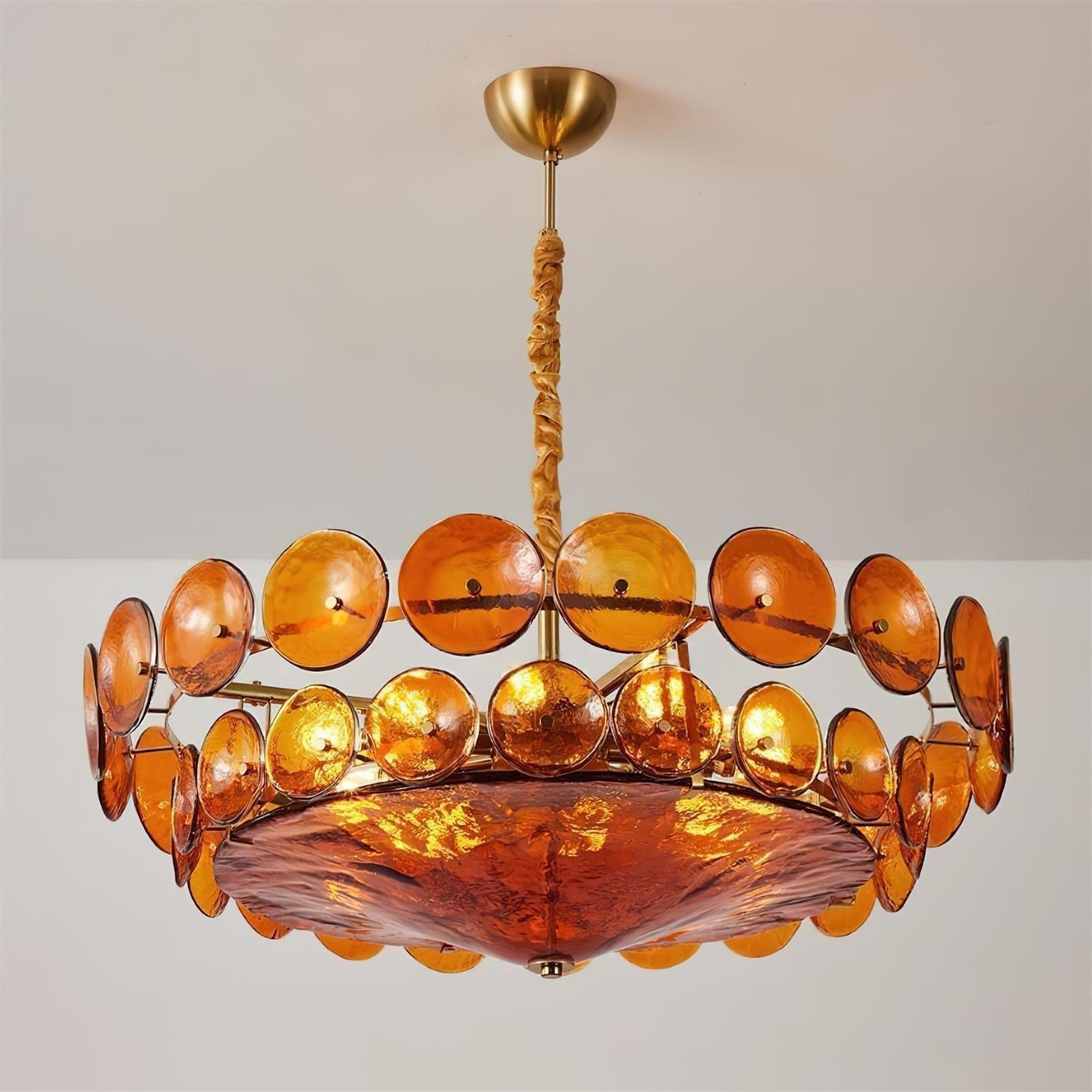 Ventilo Lustre Moderne en Verre Ambre - Neutralighting