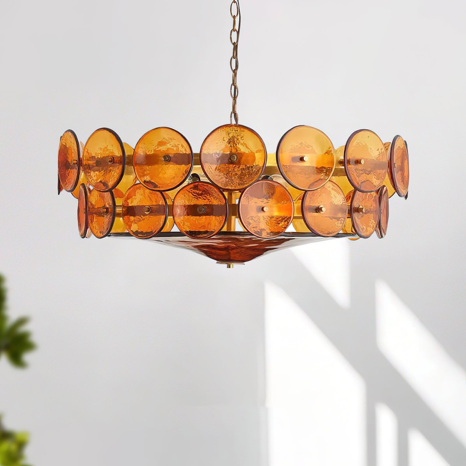 Ventilo Lustre Moderne en Verre Ambre - Neutralighting