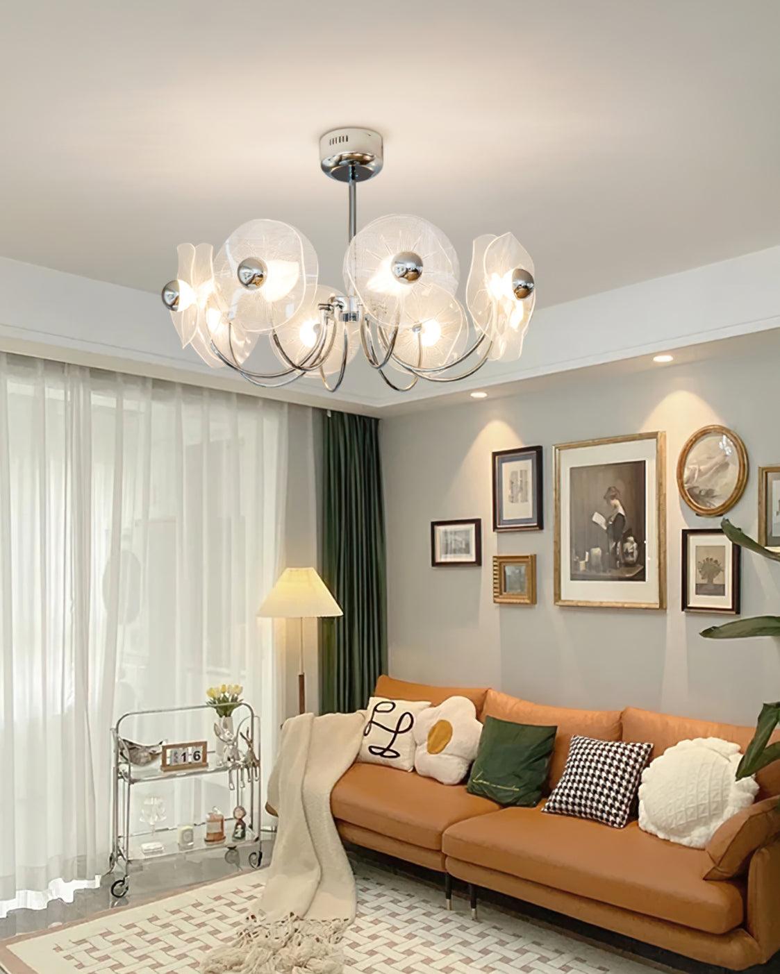 Lotus Lustre Chandelier Verre Courbé Élégant Moderne - Neutralighting