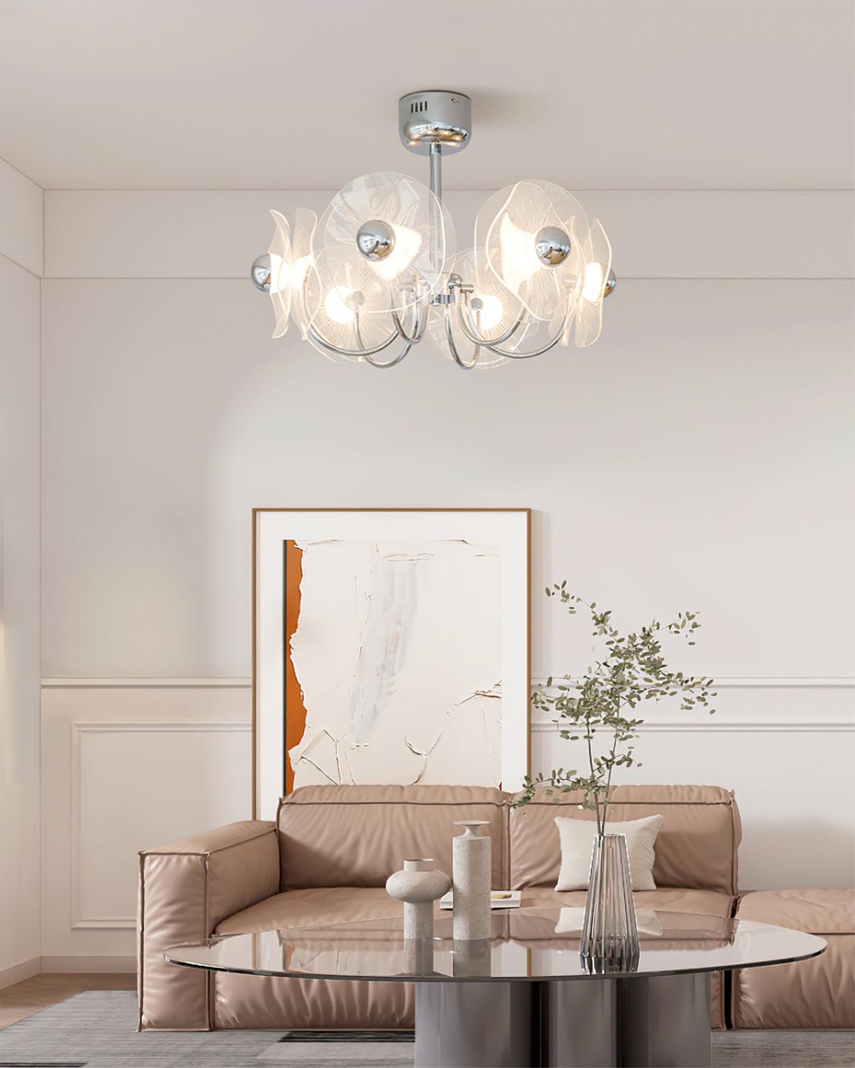 Lotus Lustre Chandelier Verre Courbé Élégant Moderne - Neutralighting