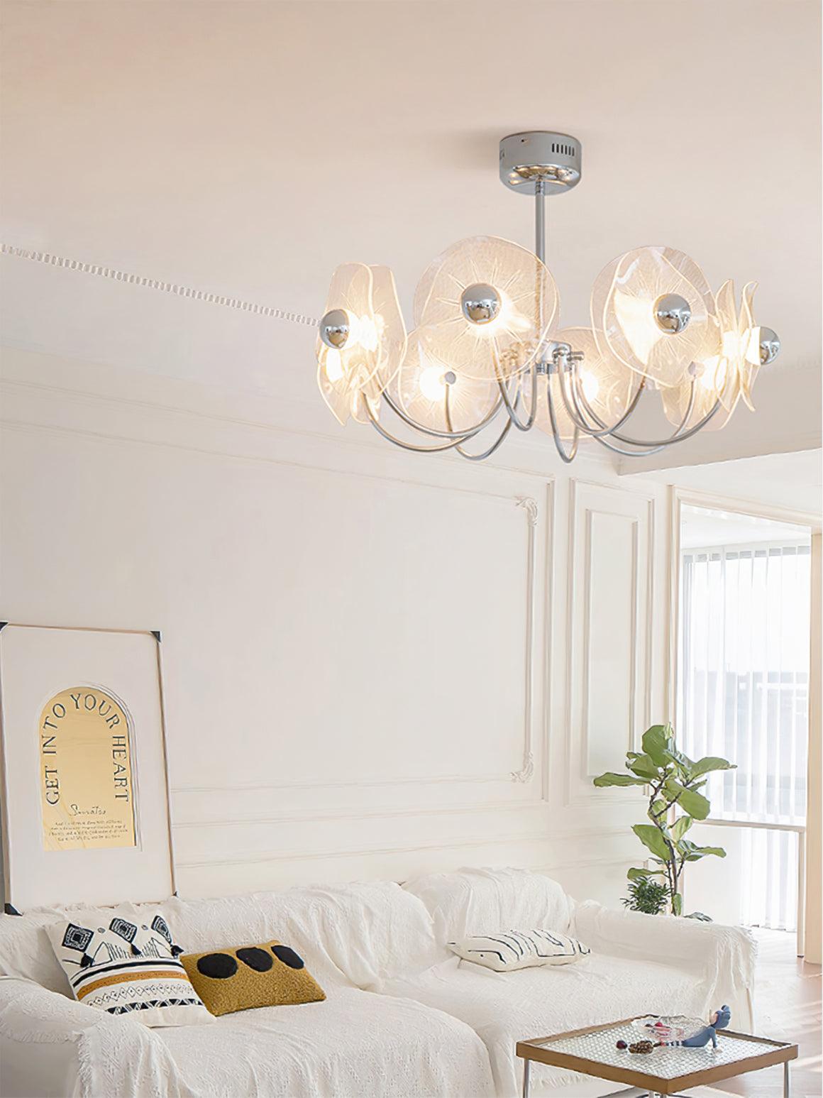 Lotus Lustre Chandelier Verre Courbé Élégant Moderne - Neutralighting