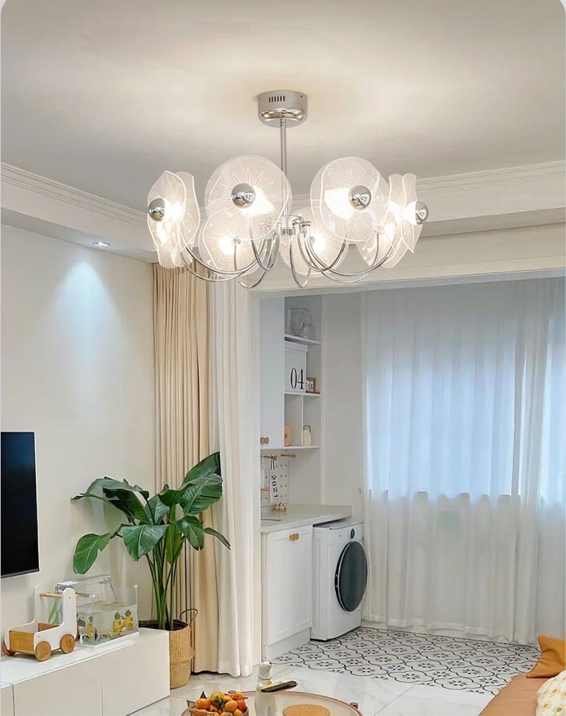 Lotus Lustre Chandelier Verre Courbé Élégant Moderne - Neutralighting