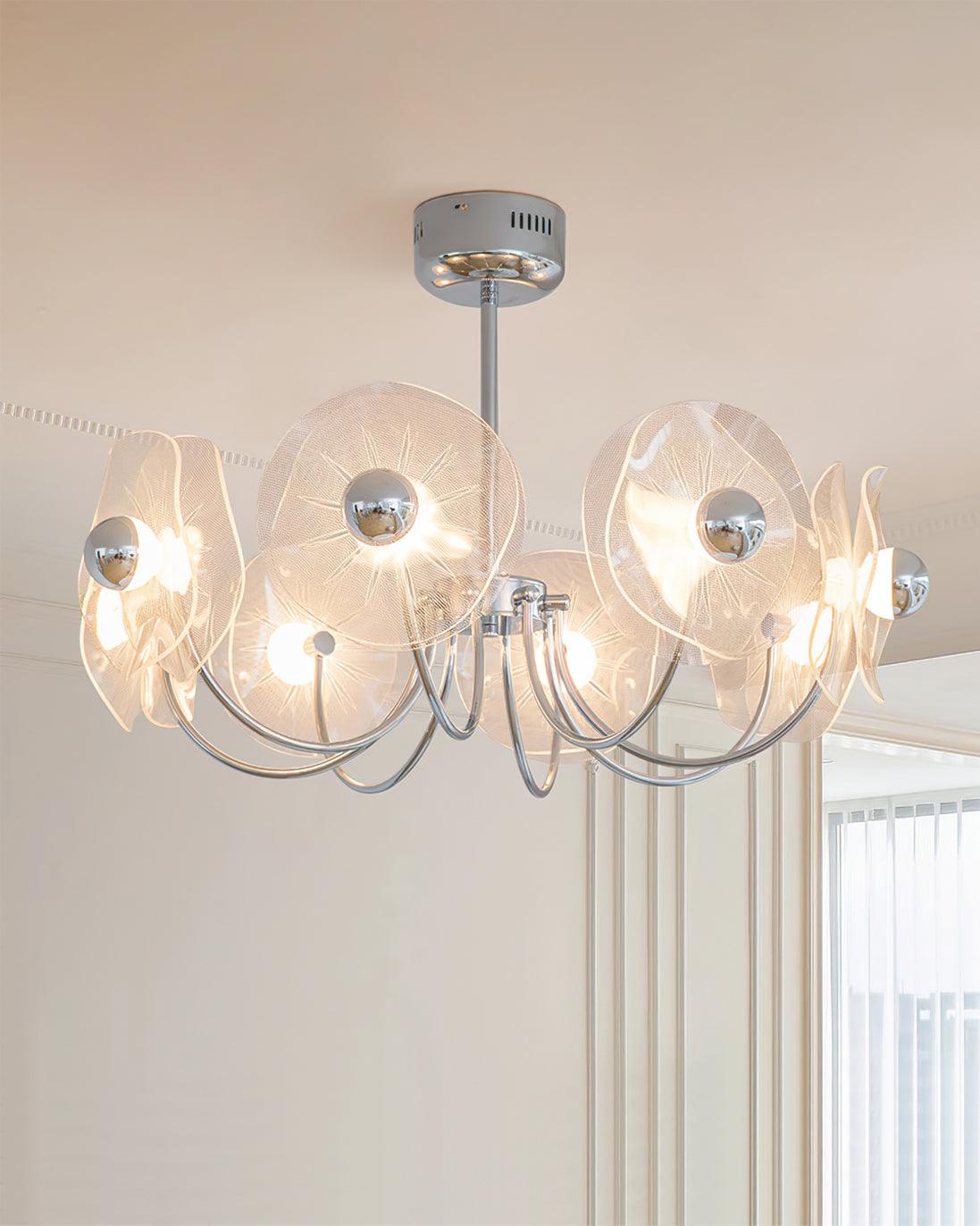 Lotus Lustre Chandelier Verre Courbé Élégant Moderne - Neutralighting