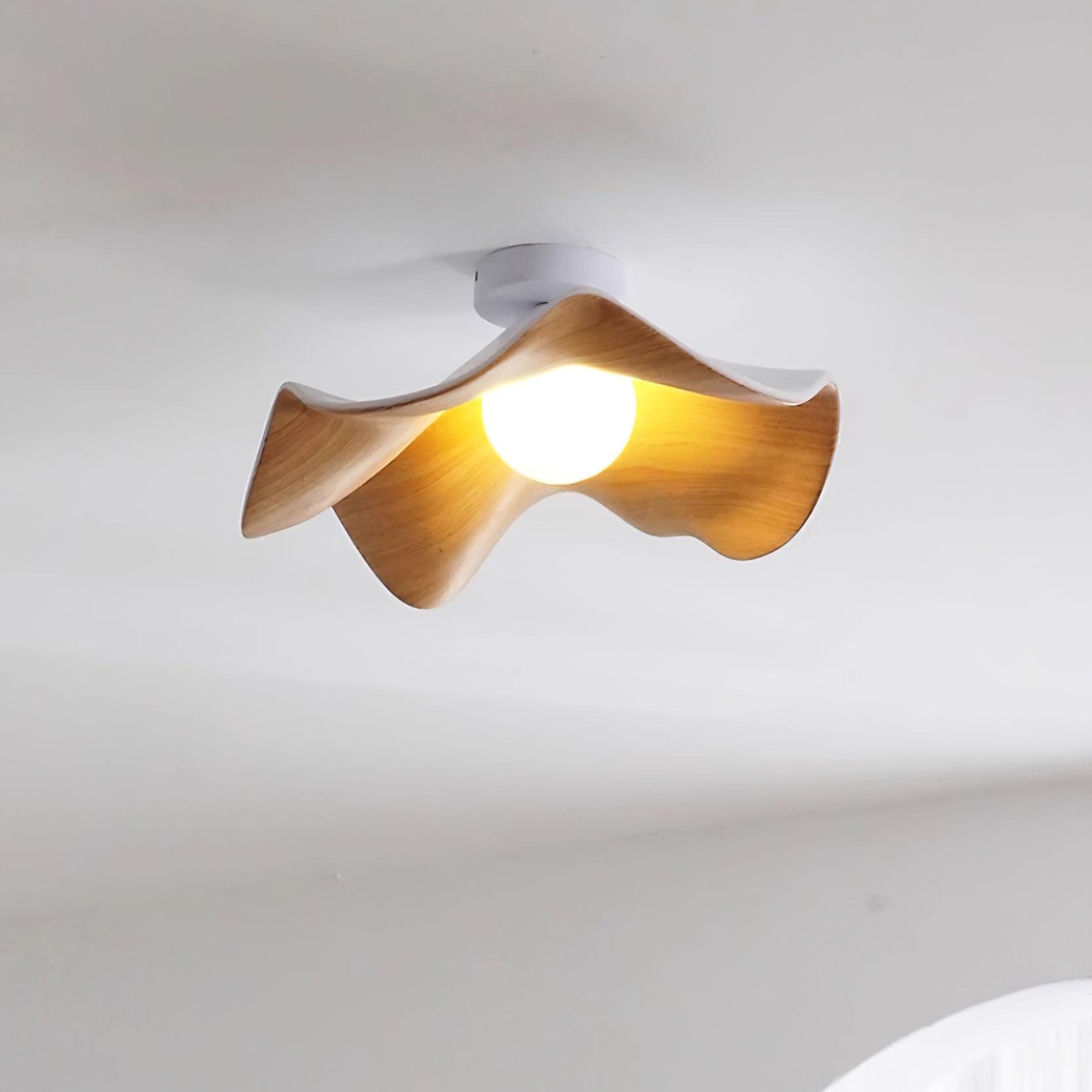 Solara Plafonnier Feuille de Lotus avec finition bois et blanc - Neutralighting