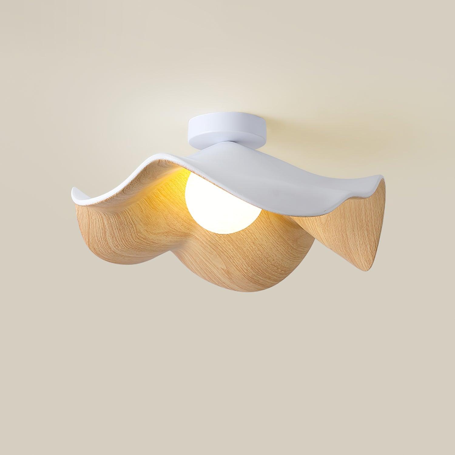 Solara Plafonnier Feuille de Lotus avec finition bois et blanc - Neutralighting