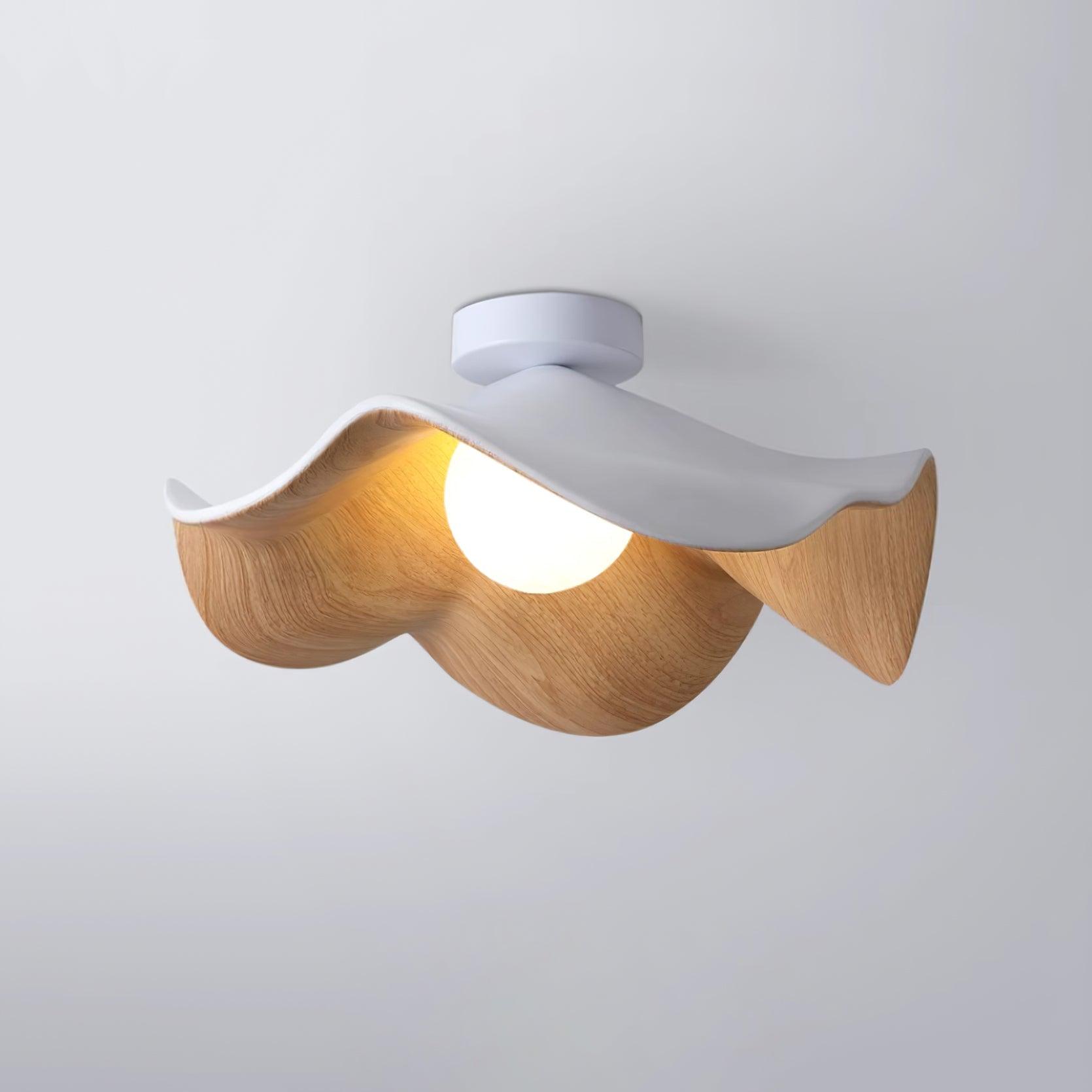 Solara Plafonnier Feuille de Lotus avec finition bois et blanc - Neutralighting