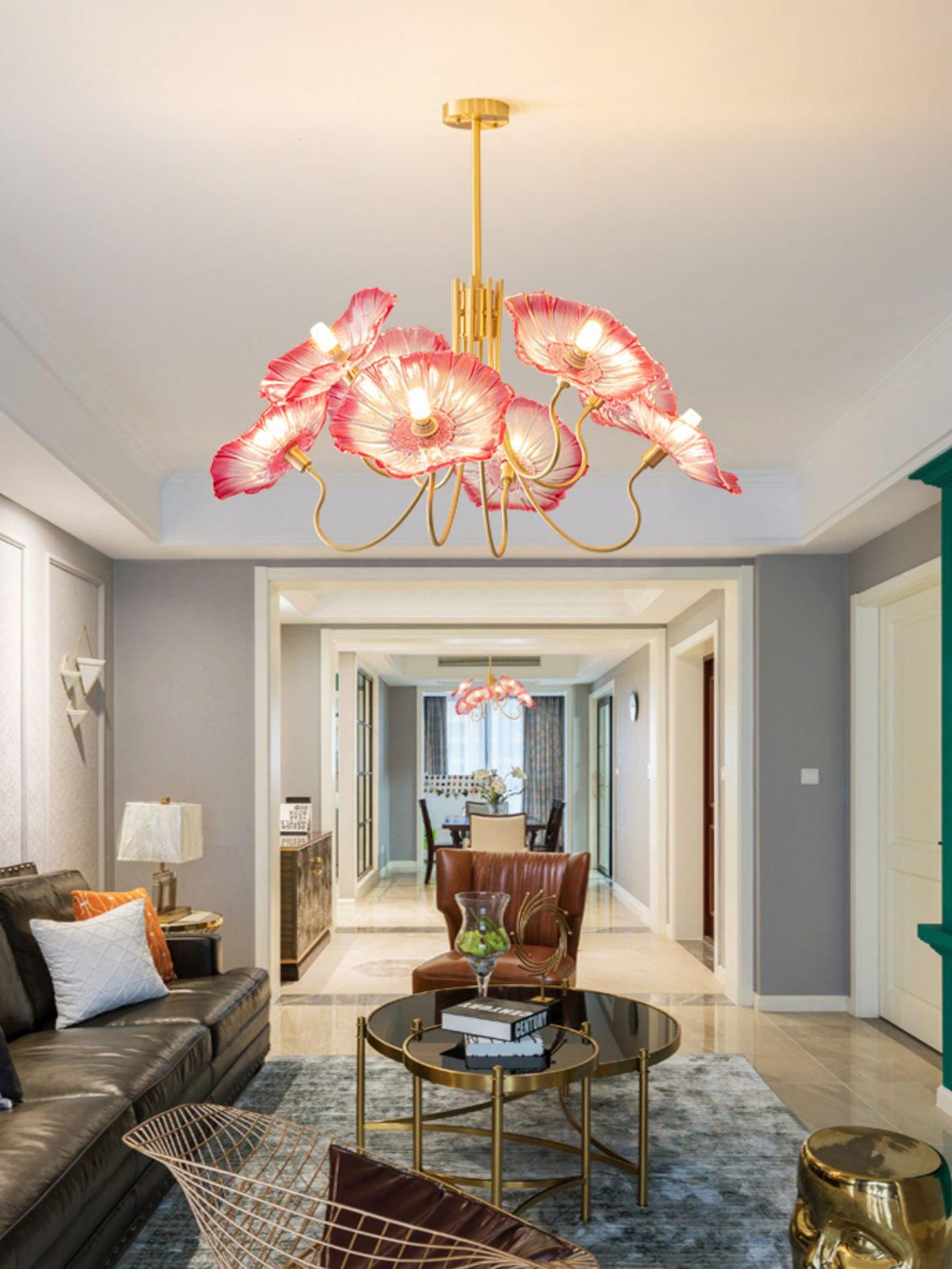 Lustra Chandelier Feuille de Lotus en Verre - Neutralighting