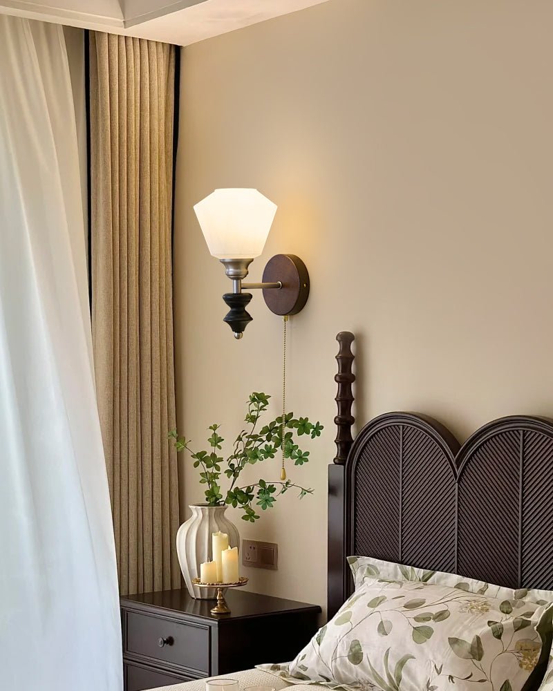 Lucille Applique Murale en Verre Art Classique et Bois - Neutralighting