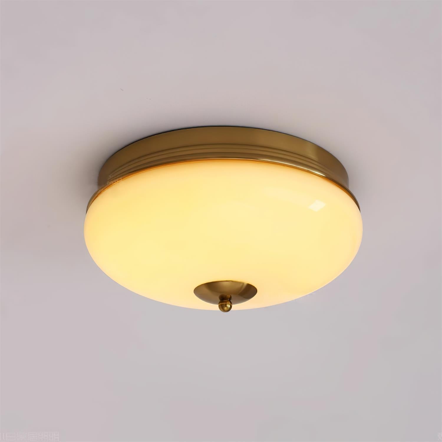 Ludo Plafonnier Noir et or, Abat-jour Rond Laiteux - Neutralighting