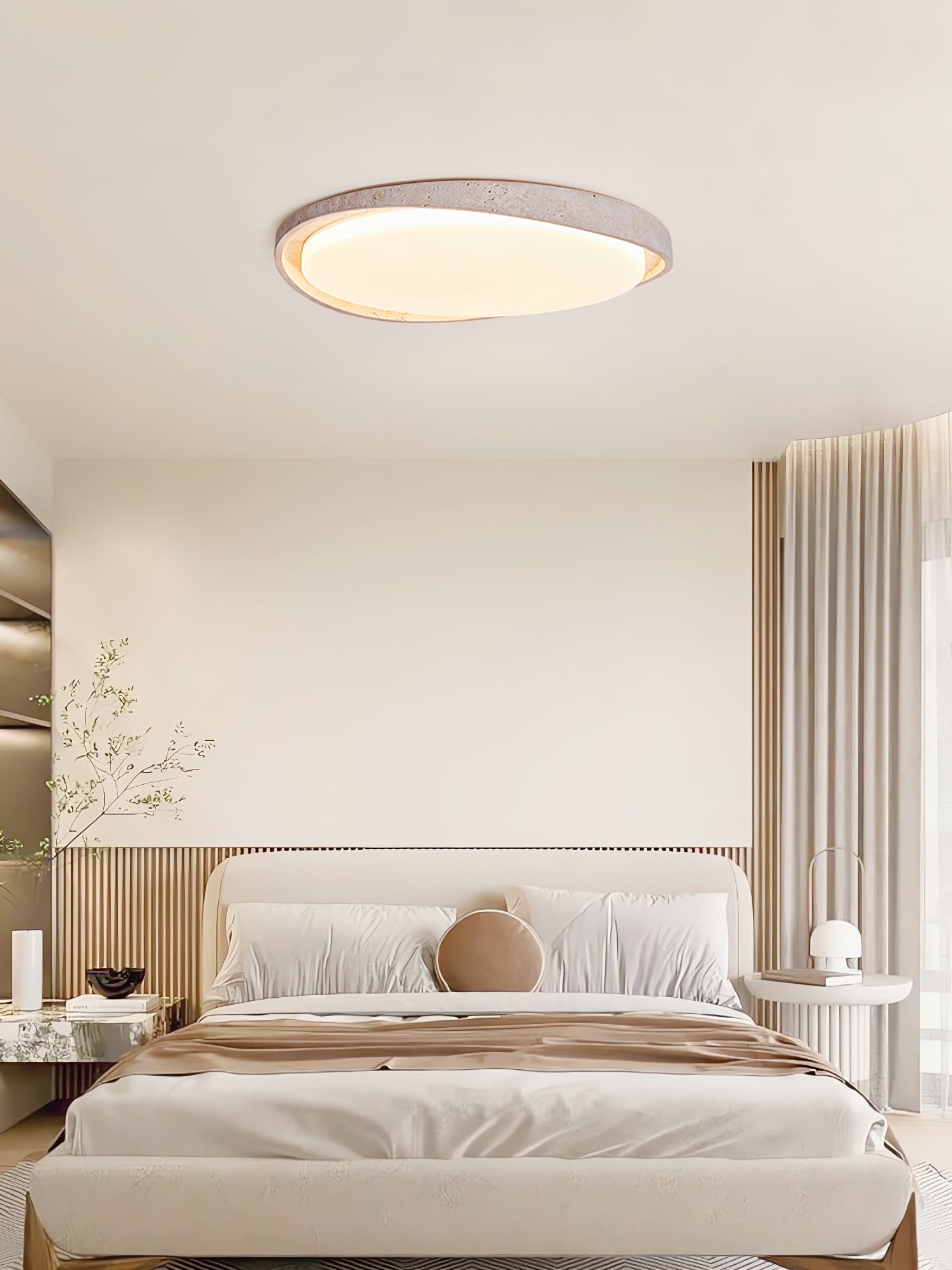 Vanoren Lampe Plafonnier à Cadre Ovale en Travertin - Neutralighting