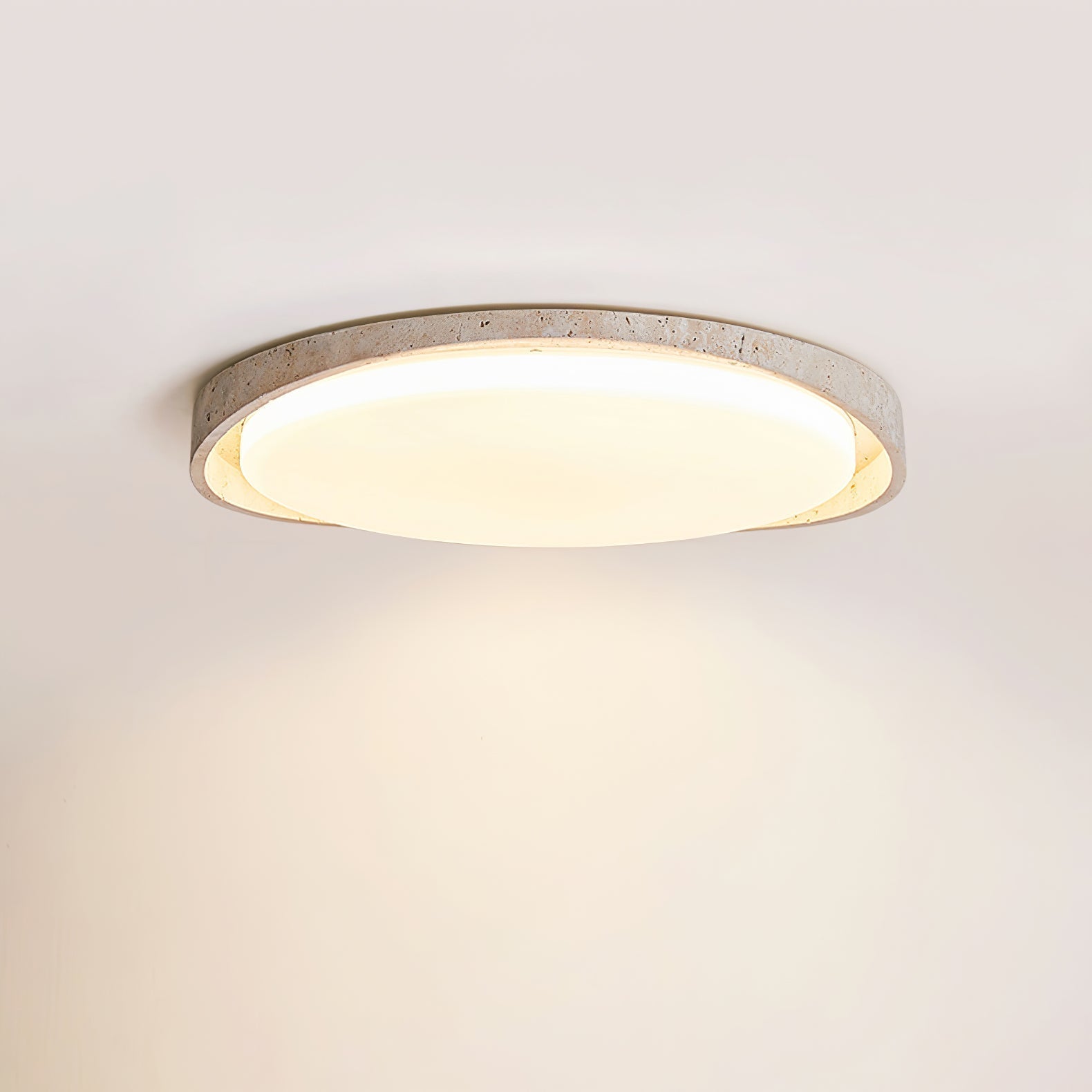 Vanoren Lampe Plafonnier à Cadre Ovale en Travertin - Neutralighting